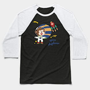 Space monkey or astronaut in a space suit with cartoon style Baseball T-Shirt